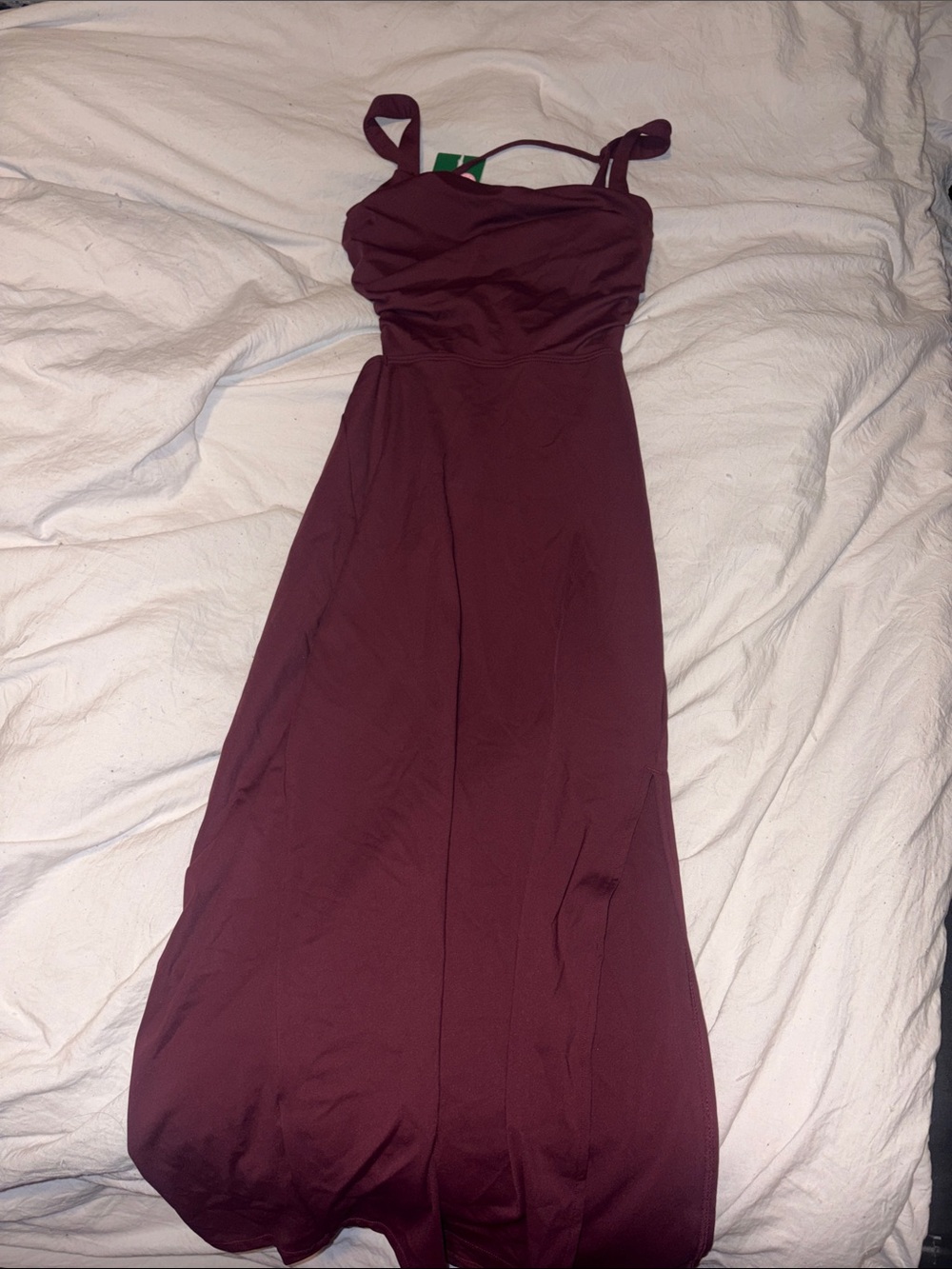 HALARA Wine Burgundy Spaghetti-Strap Maxi Dress